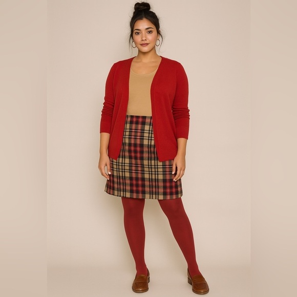 The Limited Wool-Blend Plaid Skirt Size 8 | Fall Winter Classic Side Zip Mini - Picture 2 of 3